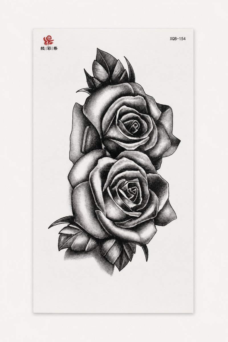 Temp-Tattoo 20-04 „Zwei Rosen" — Klein, ≈ 20 cm