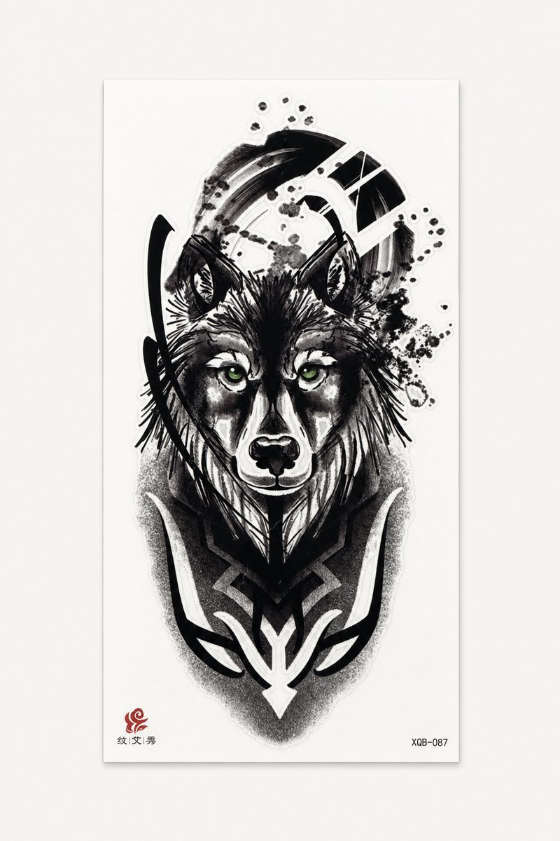Temp-Tattoo 20-08 „Wolfszeichen" — Klein, ≈ 20 cm