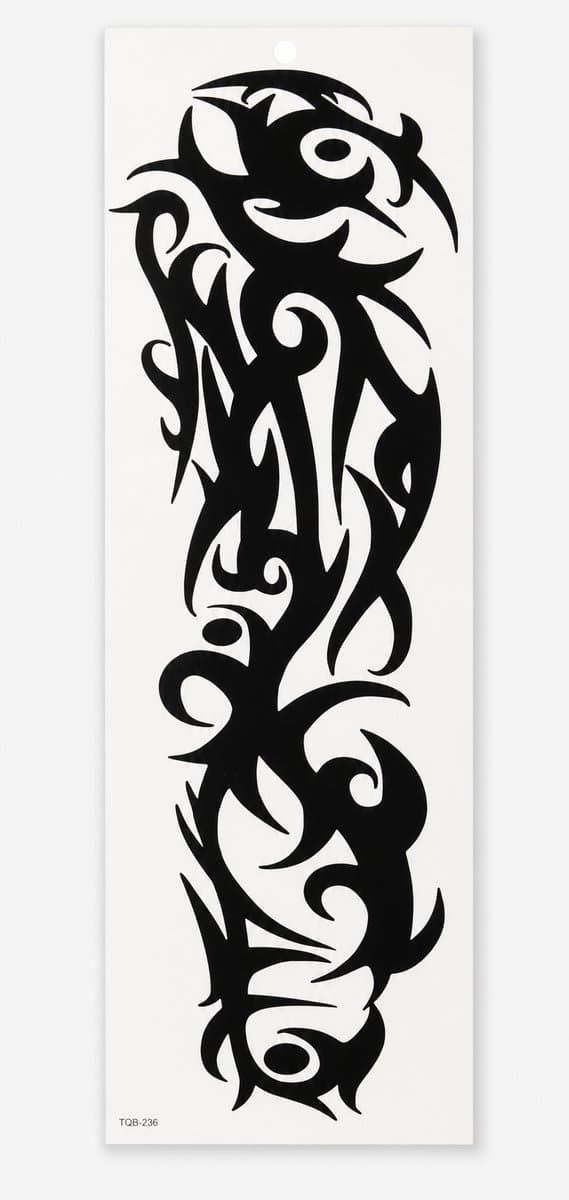 Temp-Tattoo 47-01 „Schwarzes Tribal" — Groß, ≈ 47 cm