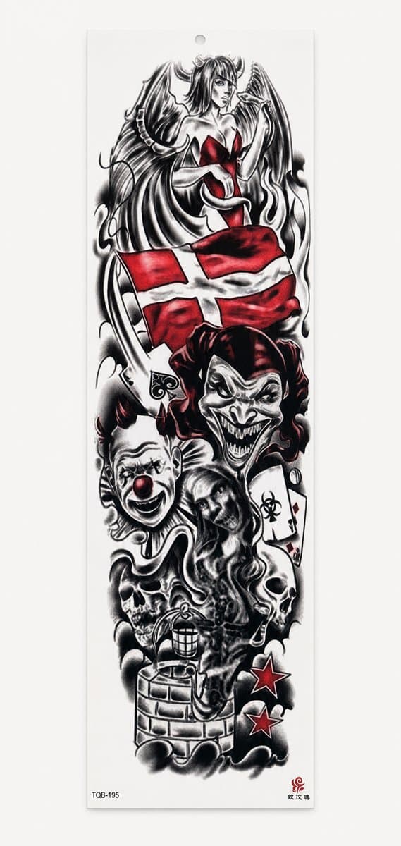 Temp-Tattoo 47-09 „Joker-Parade" — Groß, ≈ 47 cm