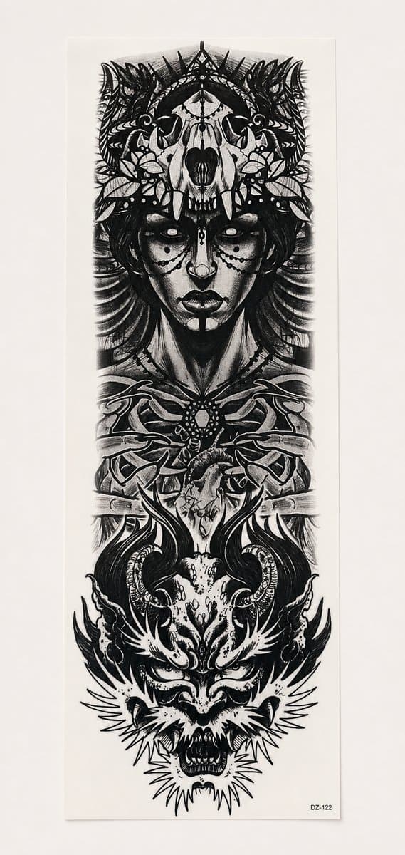 Temp-Tattoo 47-10 „Schamanin" — Groß, ≈ 47 cm